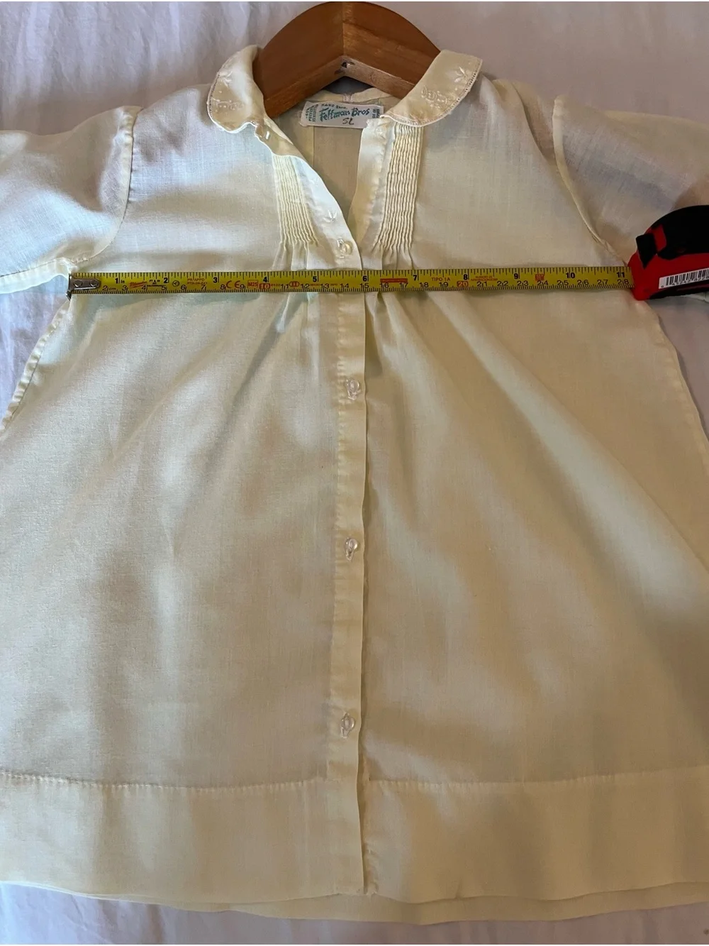 Vintage Pale Butter Yellow with  Embroidered Collar Kids Dress by Feltman Bros